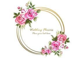 Aniversário de casamento decorativo com moldura floral circular para cartão vetor