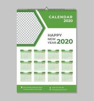 Modelo de calendário de parede - ano novo 2020 de uma página vetor