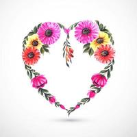 Cartão bonito coração decorativo flor vetor