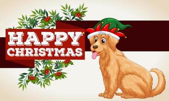 Modelo de cartão de Natal com cachorro e visco vetor