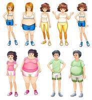 Pessoas obesas e magras vetor