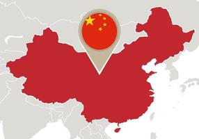 China no mapa do mundo vetor