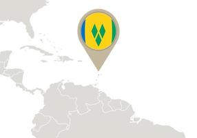 São Vicente e Granadinas no mapa do mundo vetor