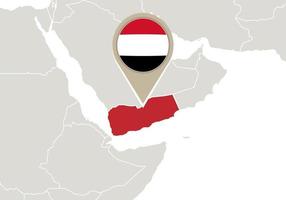 Iêmen no mapa do mundo vetor
