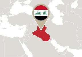 Iraque no mapa do mundo vetor