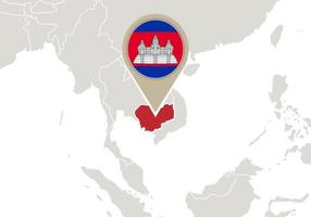 Camboja no mapa do mundo vetor