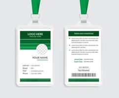 design de modelo de cartão de identificação verde vetor