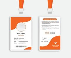 design de modelo de cartão de identificação laranja vetor