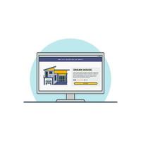 casa dos sonhos on-line comprando ilustração vetorial de conceito. tecnologia digital para compras vetor