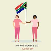 dia nacional da mulher da áfrica do sul em 9 de agosto. ilustração vetorial as mulheres trazem a bandeira da áfrica do sul. vetor