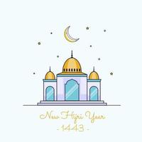 ilustração em vetor de feliz ano novo hijri 1443. feliz ano novo islâmico. design gráfico para decoração de vale-presentes, banners e flyer.