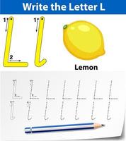 Planilhas de alfabeto de rastreamento de letra L vetor
