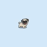 desenho de cão pug fofo, ilustração vetorial vetor