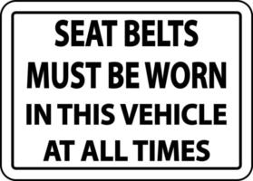 cintos de segurança devem ser usados sinal de etiqueta no fundo branco