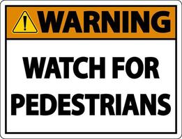 relógio de aviso para sinal de etiqueta de pedestres em fundo branco vetor