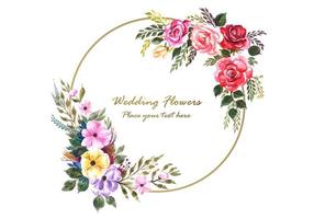 quadro de flores com fundo de cartão de casamento vetor