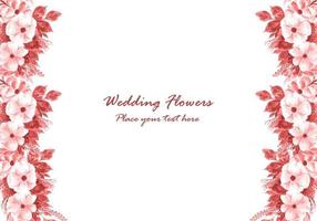 Quadro de flores decorativas com fundo de cartão de convite de casamento vetor