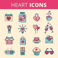 Conjunto de ícones de coração vetor