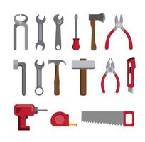 conjunto de ícones de coleção de reparação e construção de ferramentas