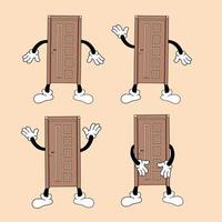 uma ilustração de um desenho de porta de desenho animado com um personagem único que se assemelha a um movimento de dança vetor