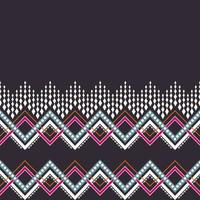 linha geométrica em ziguezague forma padrão sem emenda de estilo de cor étnica em fundo preto. uso para tecido, têxtil, elementos de decoração de interiores, estofados, embrulhos. vetor