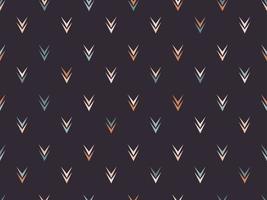 padrão sem emenda da forma de seta triângulo duplo colorido aleatório pequeno em fundo preto. design simples e minimalista. uso para tecido, têxtil, elementos de decoração de interiores, estofados, embrulhos. vetor