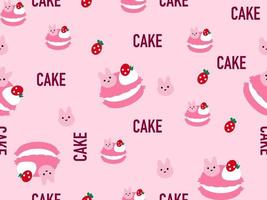 padrão perfeito de personagem de desenho animado de bolo em fundo rosa vetor