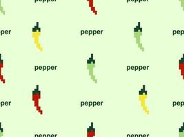 padrão perfeito de personagem de desenho animado pimenta no estilo de fundo verde.pixel vetor