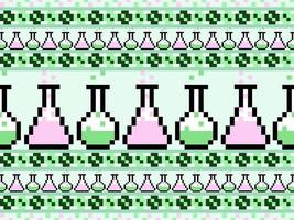 teste padrão de personagem de desenho animado de tubo de ensaio no estilo de fundo verde.pixel vetor