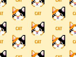padrão perfeito de personagem de desenho animado de gato em estilo de fundo laranja.pixel vetor