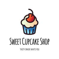 design de logotipo de vetor plana de loja de cupcake doce