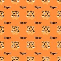 padrão de personagem de desenho animado de tigre em fundo laranja vetor