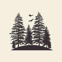 floresta com pinheiros logotipo vetor ícone símbolo ilustração design silhueta