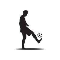 jogador de futebol com bola de malabarismo silhueta logotipo vetor ícone símbolo ilustração design