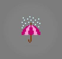 Guarda-chuva de pixel de 8 bits para ícones de jogos. ilustração vetorial padrão de ponto cruz vetor