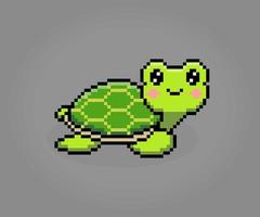tartaruga de pixel de 8 bits. pixels de animais em ilustração vetorial para ativo de jogo ou padrão de ponto cruz. vetor