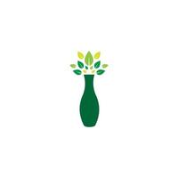 design de logotipo de flor verde de vaso de beleza, ilustração de ícone de símbolo gráfico vetorial ideia criativa vetor