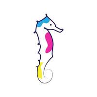 design de logotipo de cavalo-marinho abstrato de linha contínua, idéia criativa de ilustração de ícone de símbolo gráfico vetorial vetor