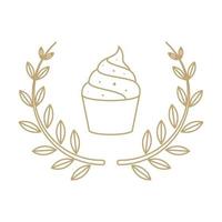 distintivo de folha com design de logotipo de bolo de gelo, ideia criativa de ilustração de ícone de símbolo gráfico vetorial