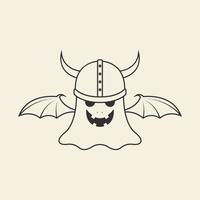 design de logotipo de desenho animado fantasma viking, ideia criativa de ilustração de ícone de símbolo gráfico vetorial vetor