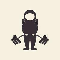 astronauta com design de logotipo de ginásio, ideia criativa de ilustração de ícone de símbolo gráfico vetorial vetor