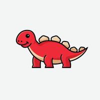 ilustração de personagem de dinossauro de desenho animado de estegossauro bebê fofo isolada vetor