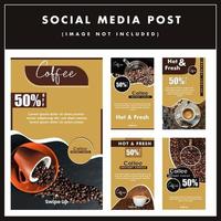 Conjunto grande design de cartaz de mídia social de venda de café vetor