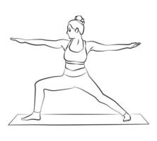 relaxe a ilustração de desenho vetorial de contorno de pose de ioga de menina vetor