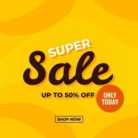 promoção de banner de venda abstrato amarelo e preto super venda elegante vetor