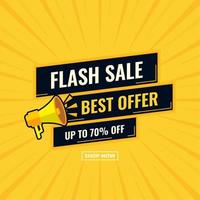 venda flash melhor oferta promoção de banner de venda abstrata amarela e preta loja agora vetor