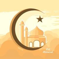 gráfico de ilustração vetorial do papel de parede do paraíso de eid mubarak vetor