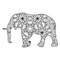 mandala elefante para colorir vetor