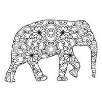 mandala elefante para colorir vetor