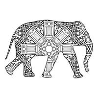 mandala elefante para colorir vetor